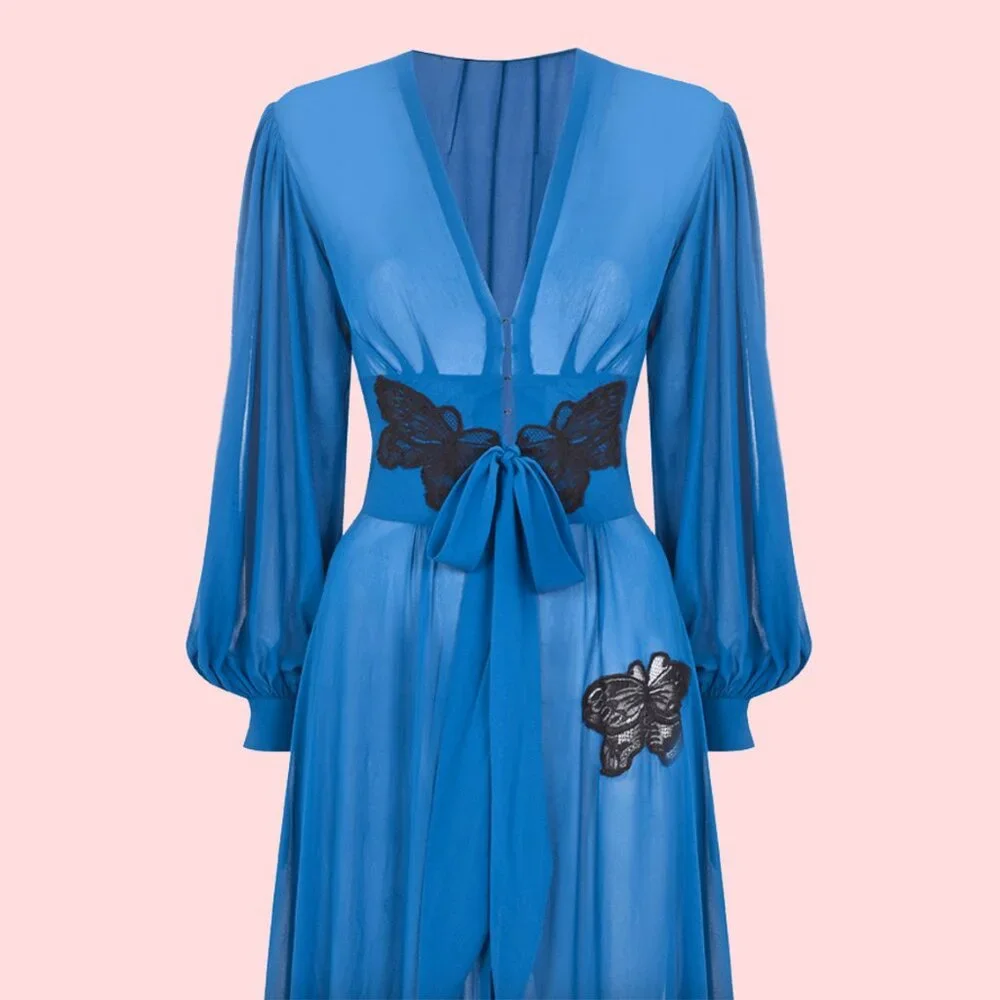 $2545 NWT Current Collection Agent Provocateur Aymee Silk Lace Kimono Robe Dress - Picture 6 of 14